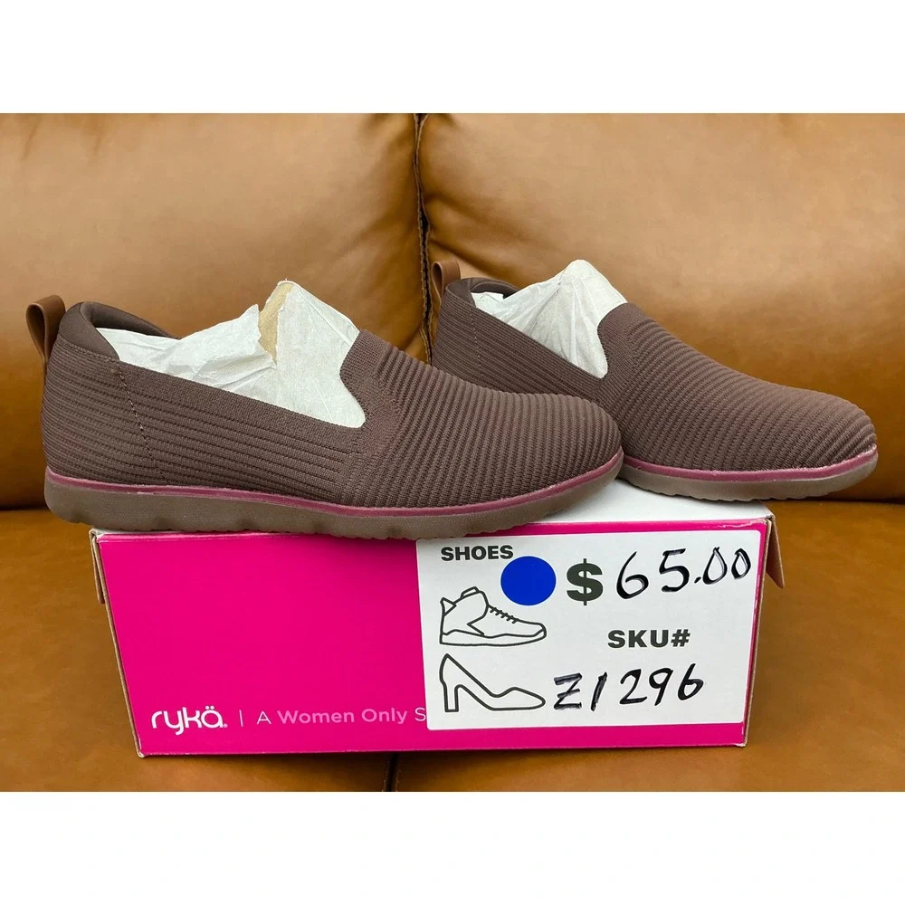 Ryka Effortless Slip On Walking Shoes Womens 8.5W Brown Washable